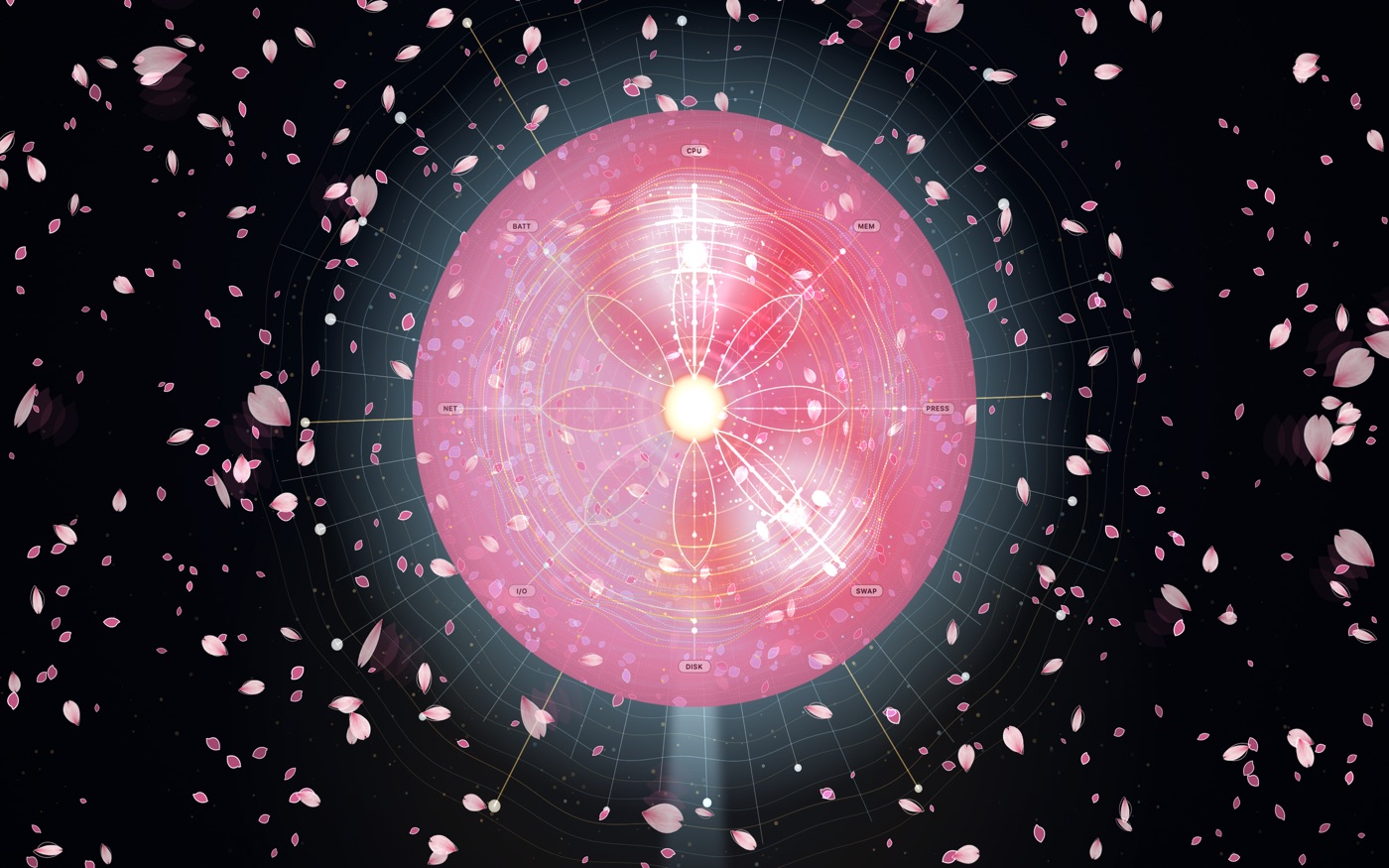 様式 Sakura — 花吹雪の中で呼吸する桜色の曼荼羅（全画面背景モード）